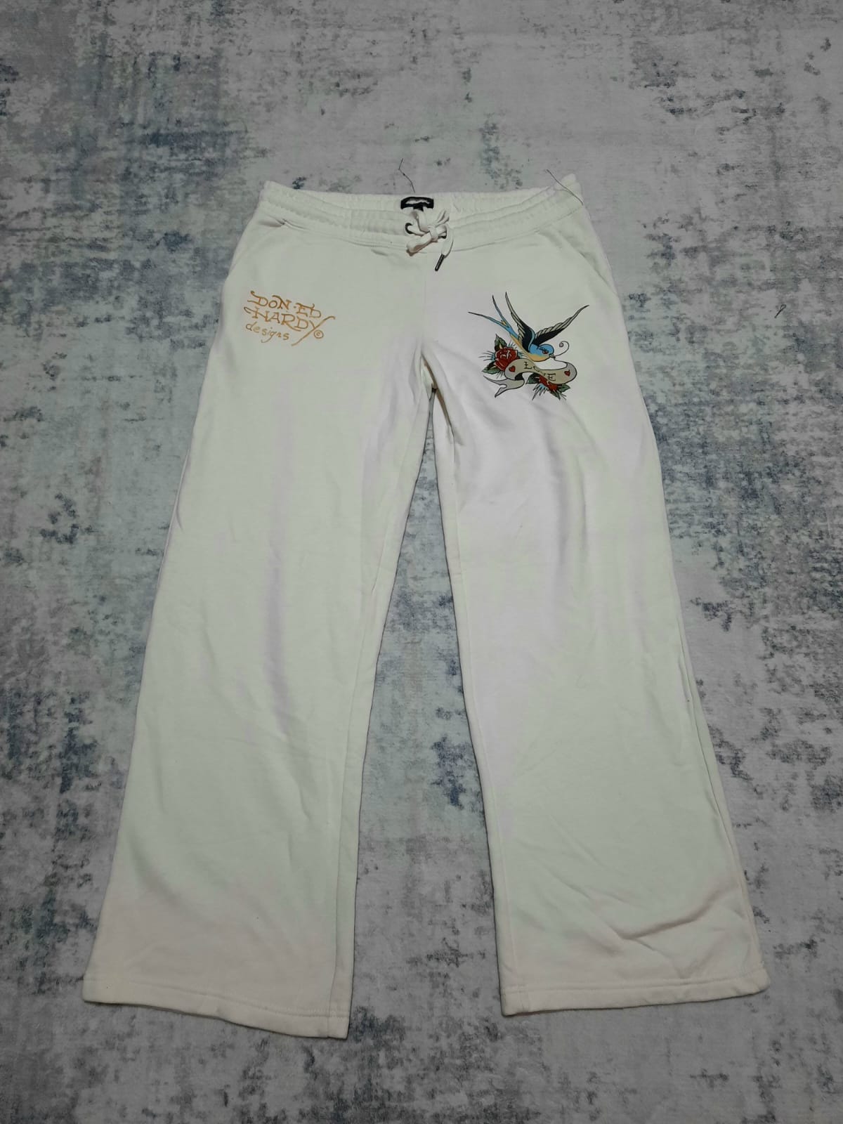 ed hardy white trackpants y2k XL