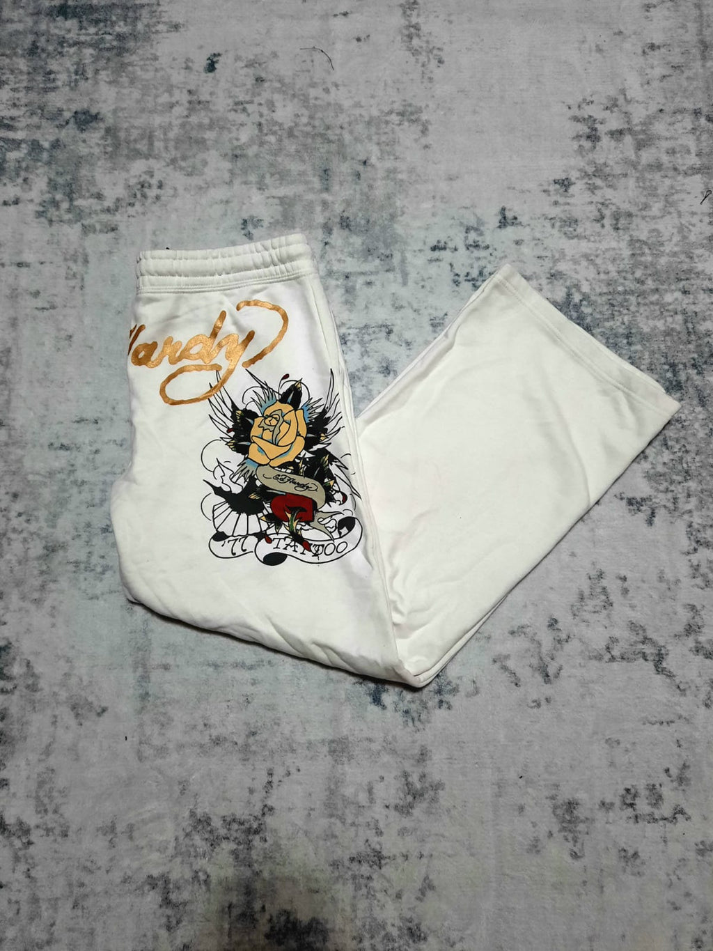 ed hardy white trackpants y2k XL