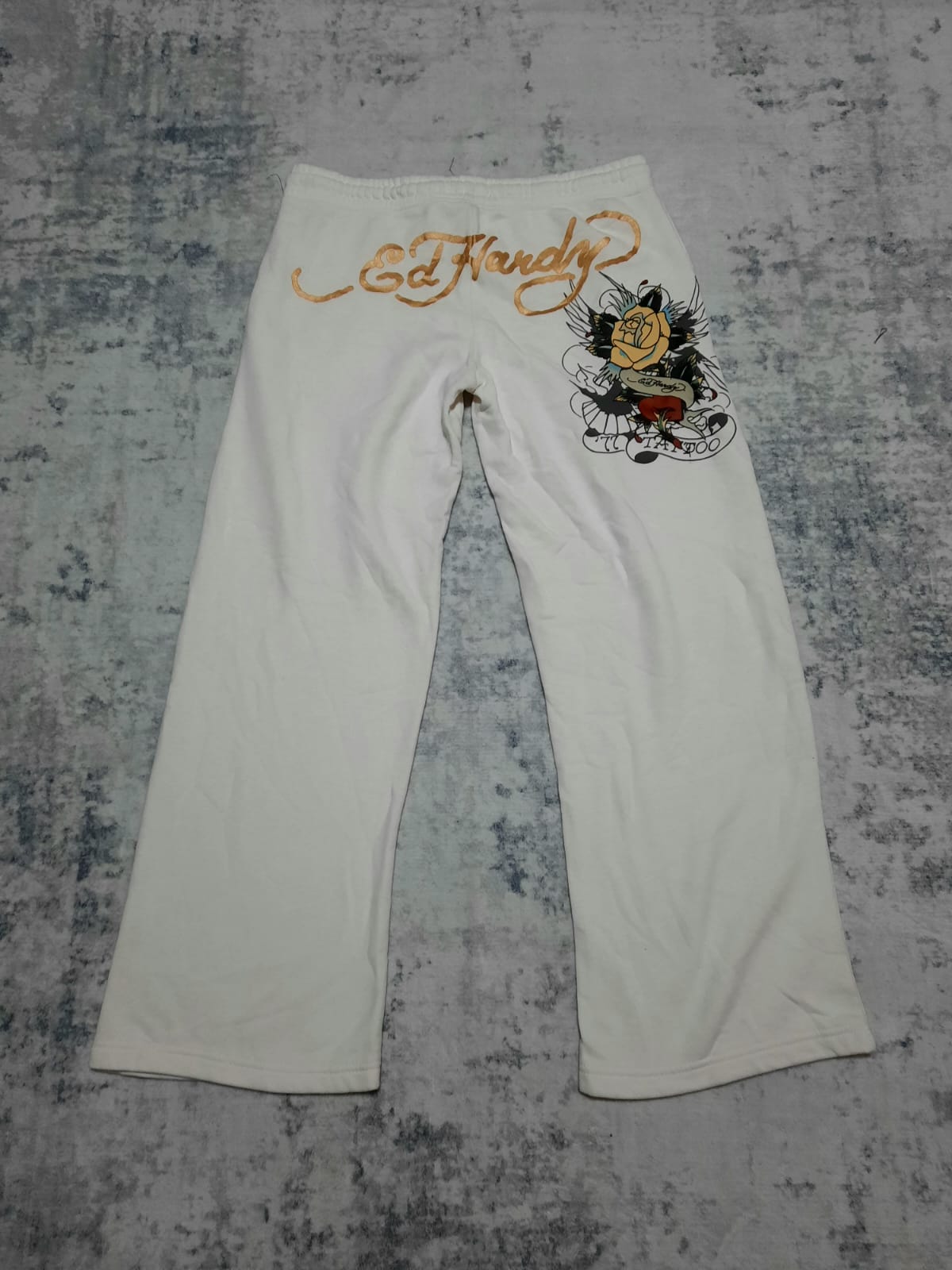 ed hardy white trackpants y2k XL